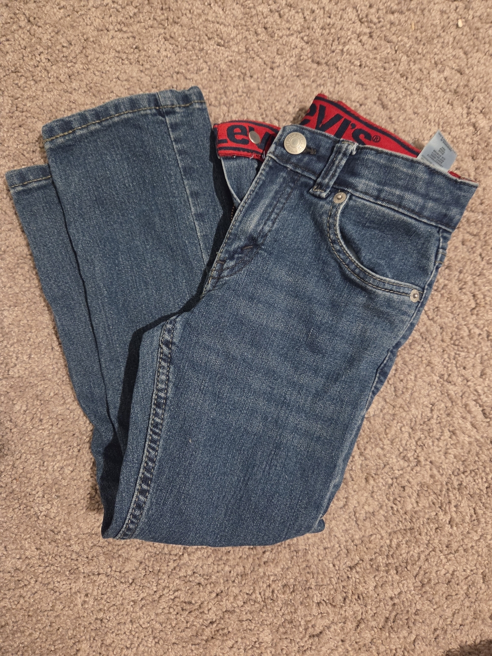 Levi's Kids Dark Blue Denim Jeans with Red Waistband Detail